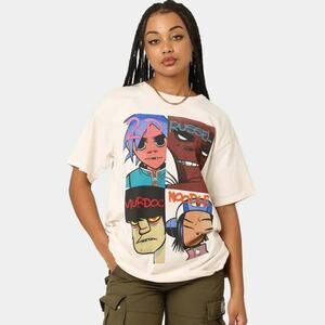 Pacific Gorillaz Face Grid T-shirt Tee in Cream Size XL